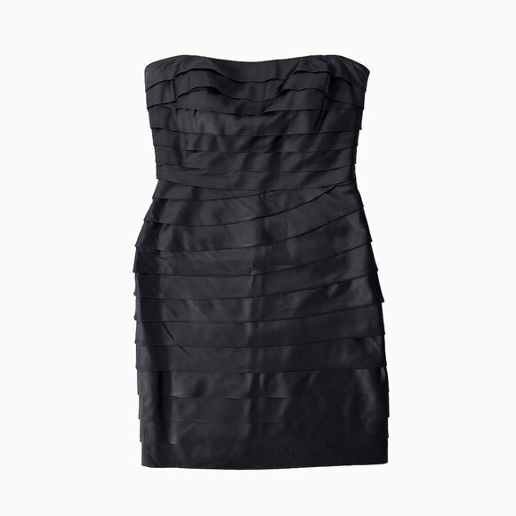 Lauren Ralph Lauren Strapless Bandage Dress Sz8 Black Sheath Y2K Whimsigoth Goth - Picture 1 of 8